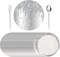 120 Pieces Silver Paper Placemats Glitter Diamonds Round Disposable Table Mats Decorative Paper Mats for Dining Wedding Birthday Silver Glitter Banquet Party, 11.8 Inch